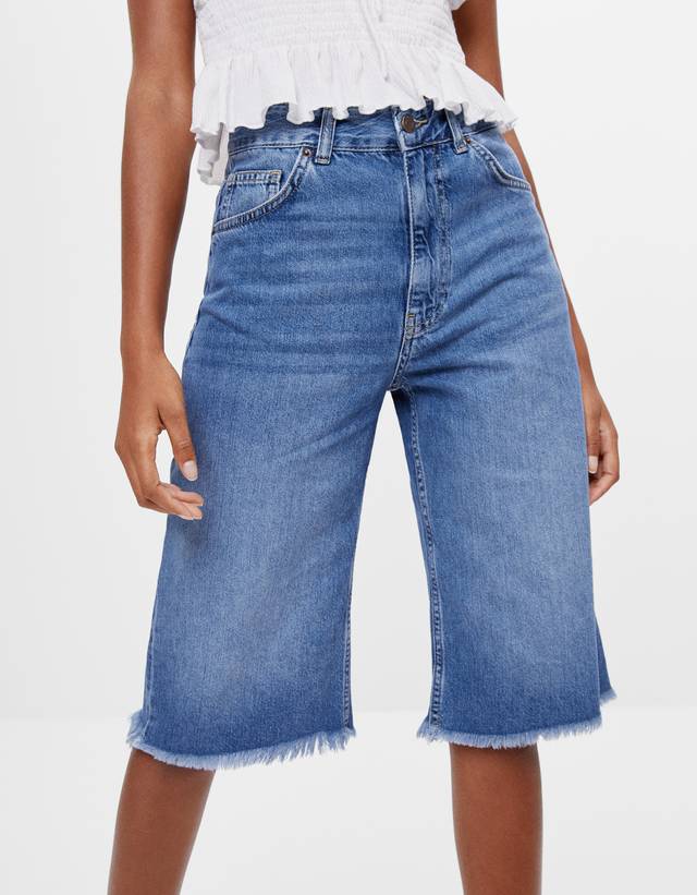 Denim Bermuda shorts - SALE - Bershka Spain