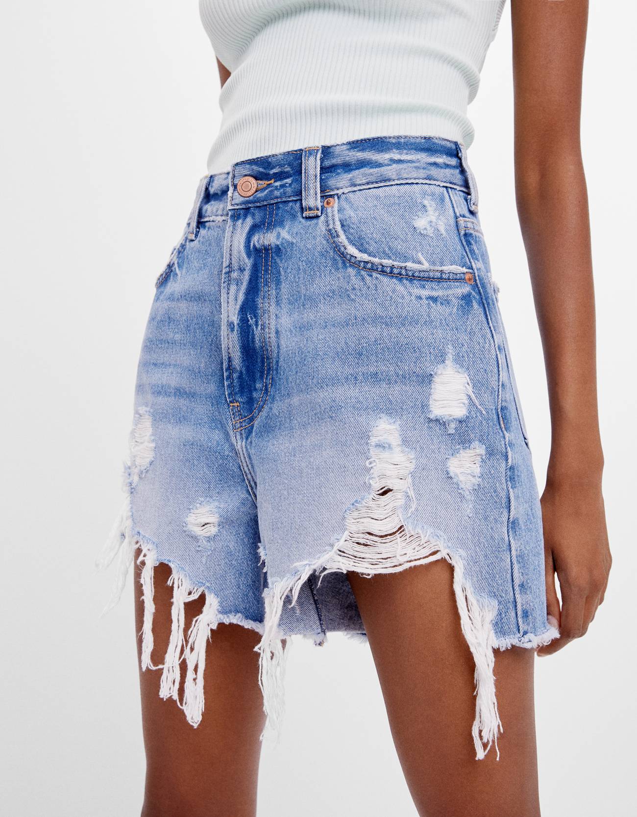 bershka flared denim shorts