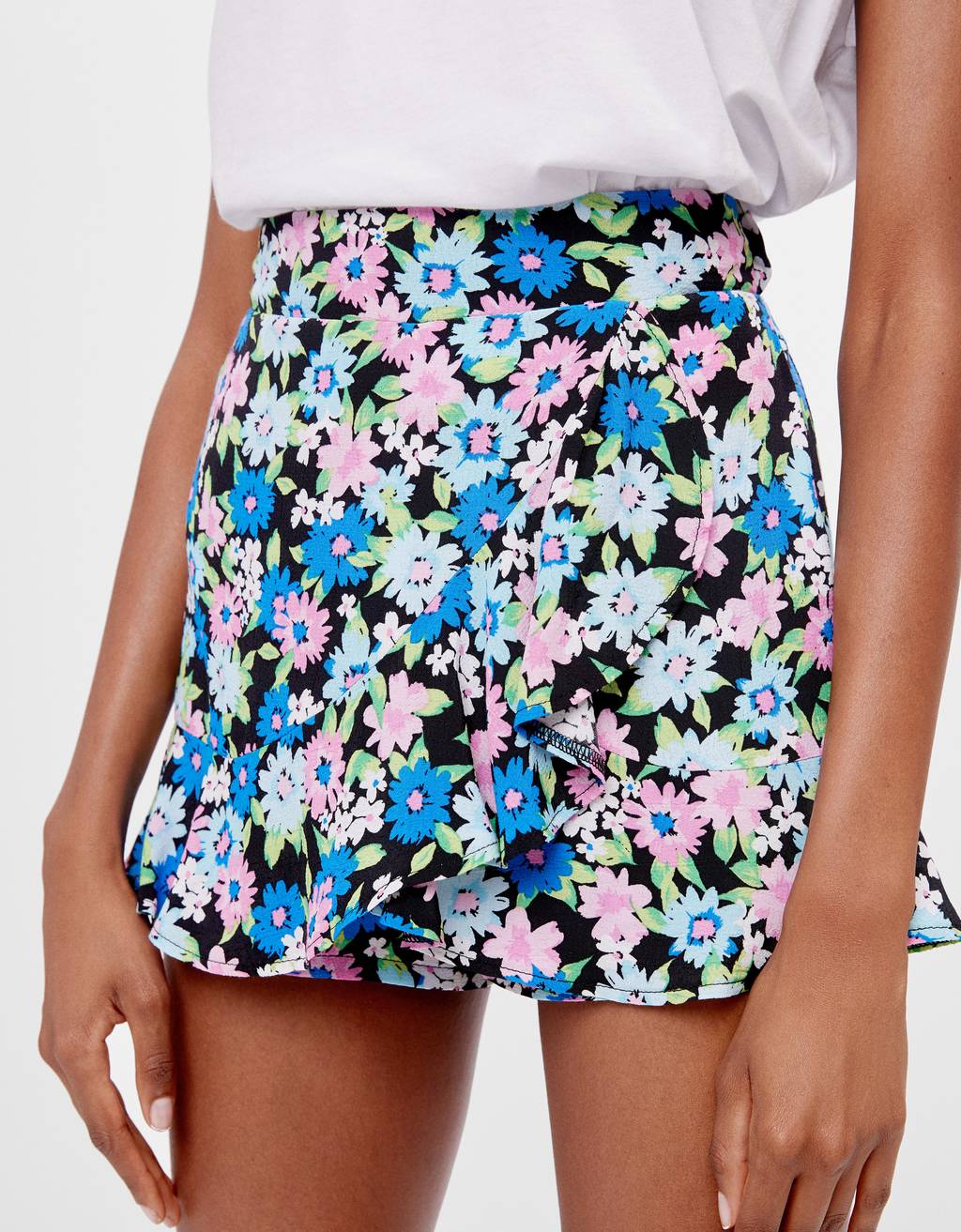 Bershka Falda PantalÃ³n Falda Larga Flores Bershka Falda Pantalon