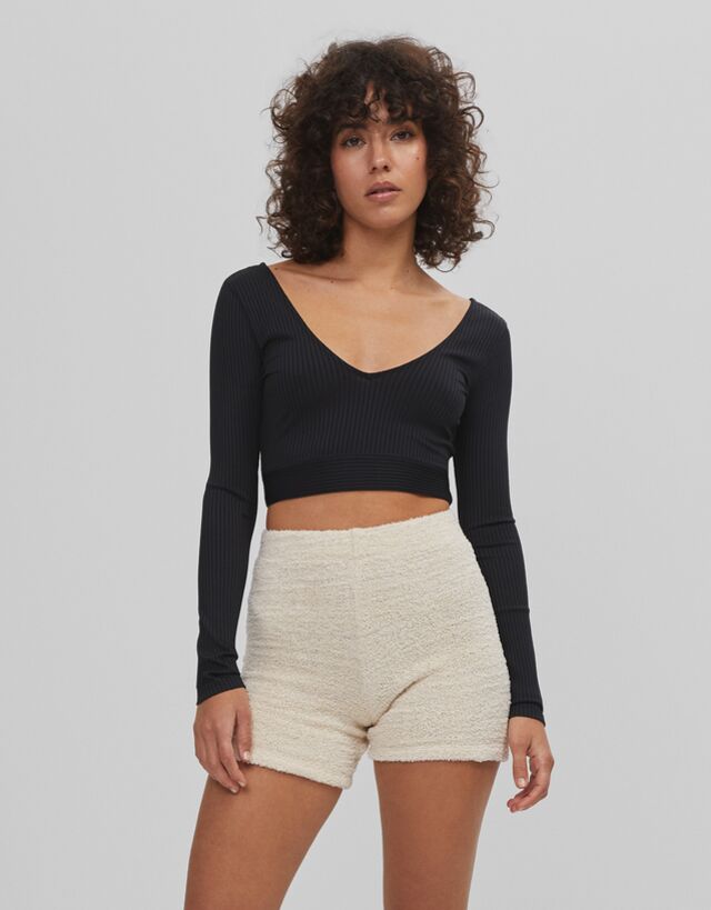 fuzzy top and shorts