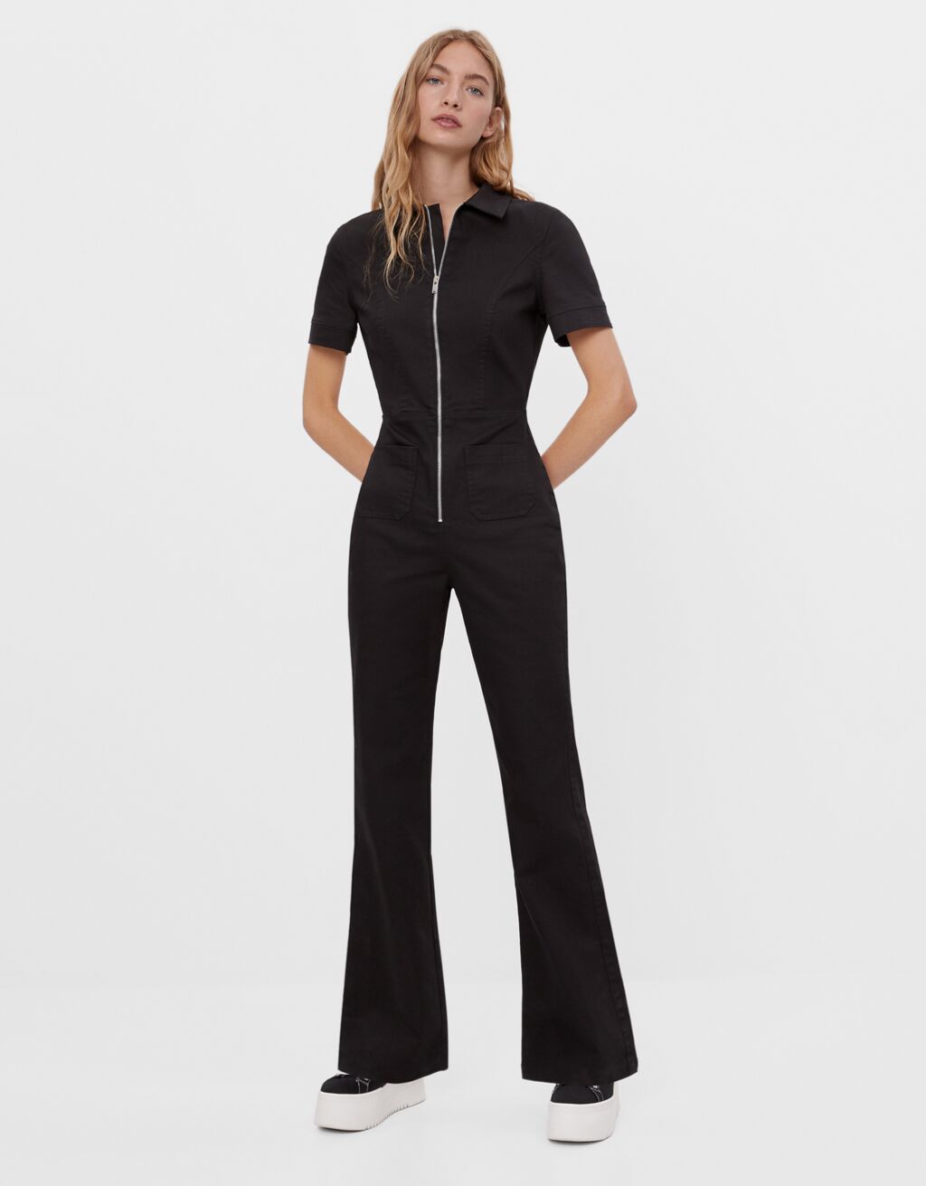 Flared jumpsuit with zip - Dresses - Woman