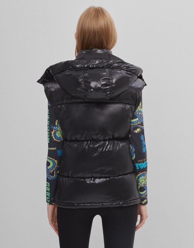 puffer gilet with hood