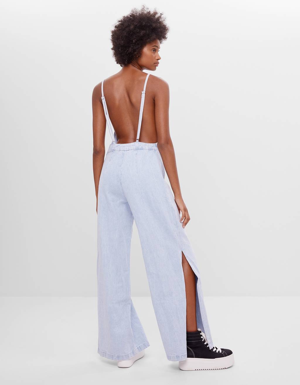 denim halterneck jumpsuit