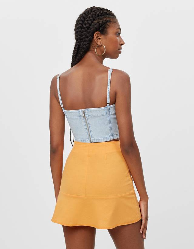 Denim corset top - CLOTHING - Bershka 