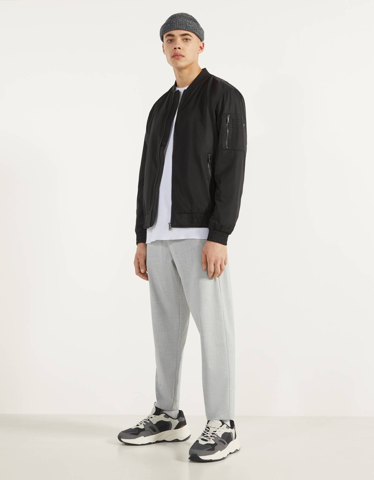 Ince Bomber Ceket Suni Deri Bershka Turkey