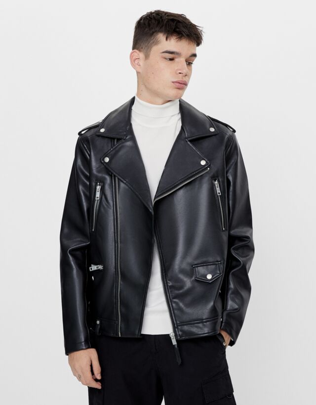 chaqueta cuero hombre bershka