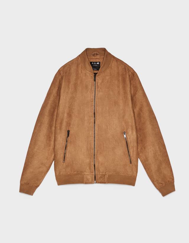 bershka brown bomber jacket