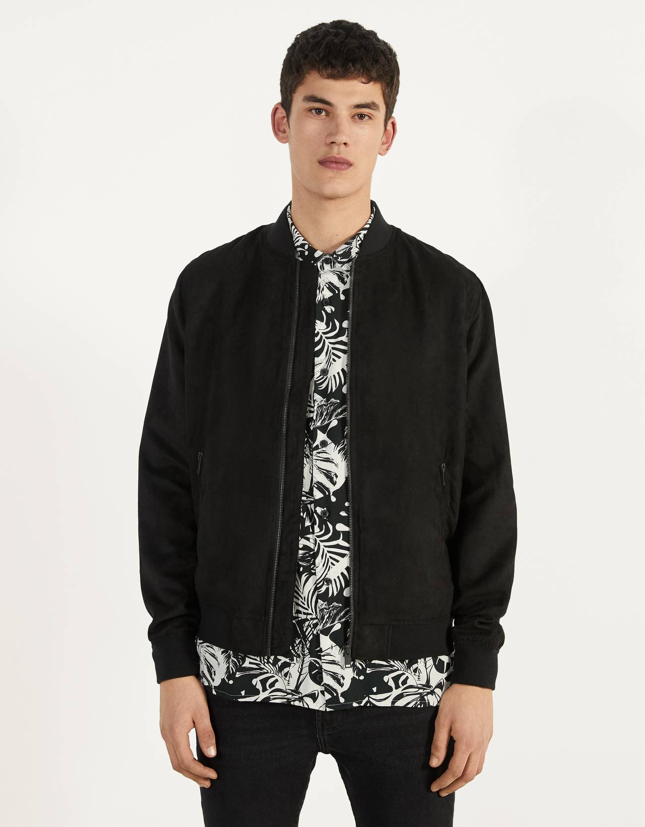 bershka black bomber jacket