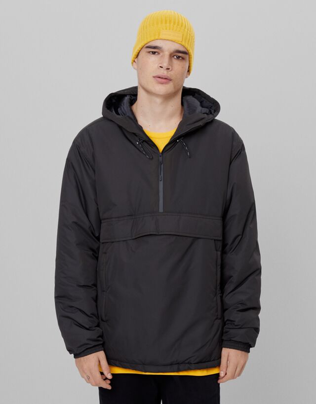 Cazadora canguro acolchada con capucha