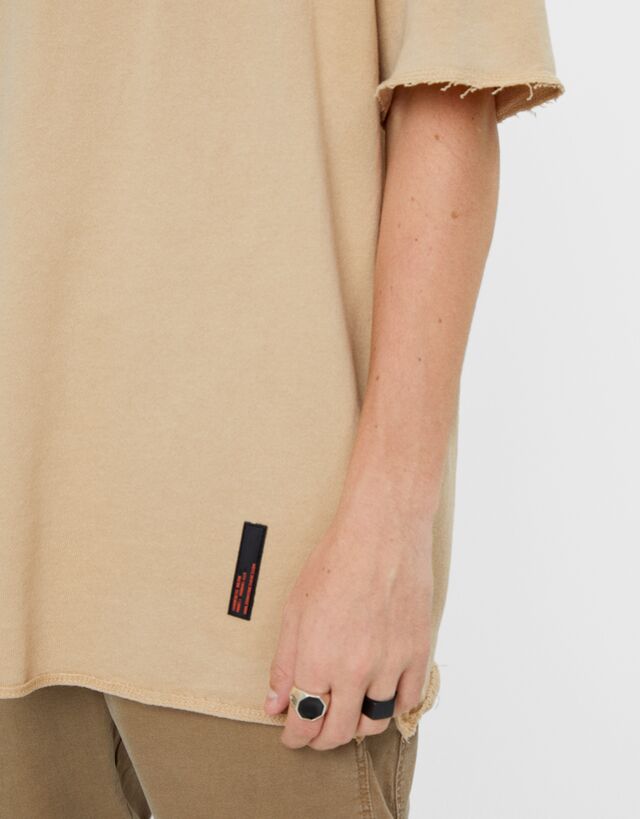 bershka jersey t shirt dress in khaki