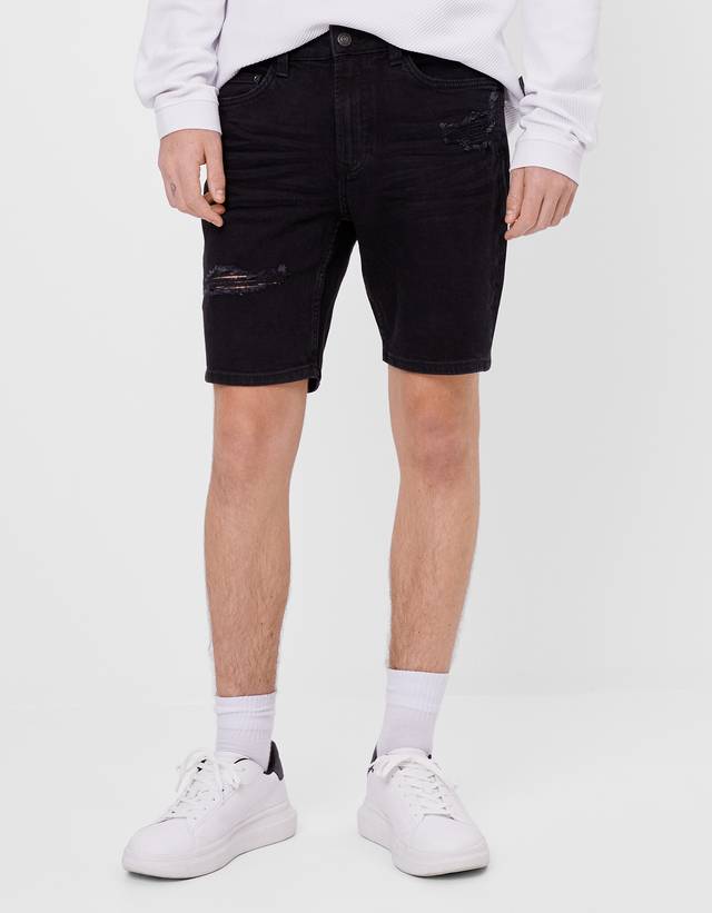 Skinny Fit denim Bermuda shorts 