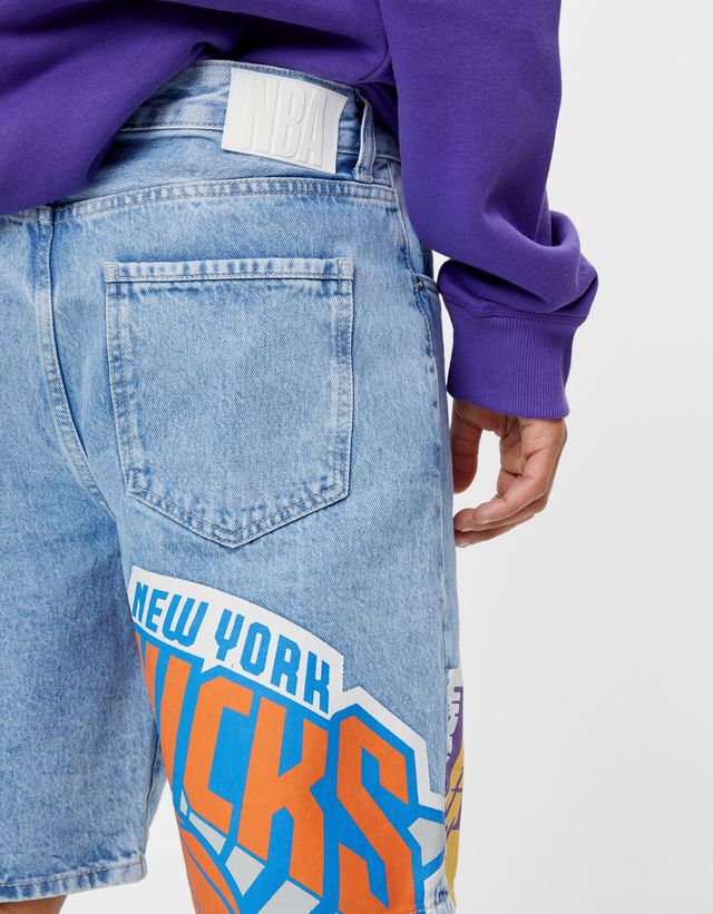 NBA denim Bermuda shorts - Denim - Man | Bershka