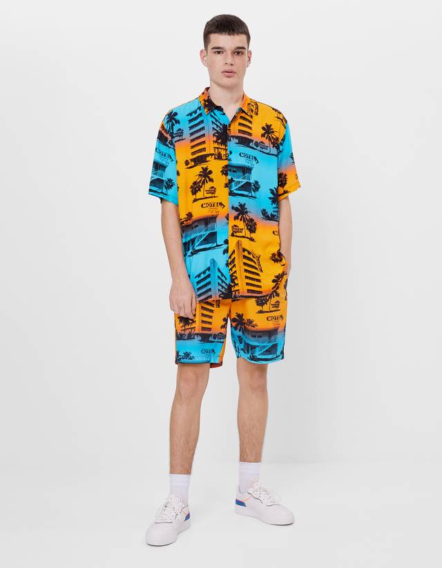 Erkek Desenli Bermuda Sortlar Yeni Koleksiyon Bershka