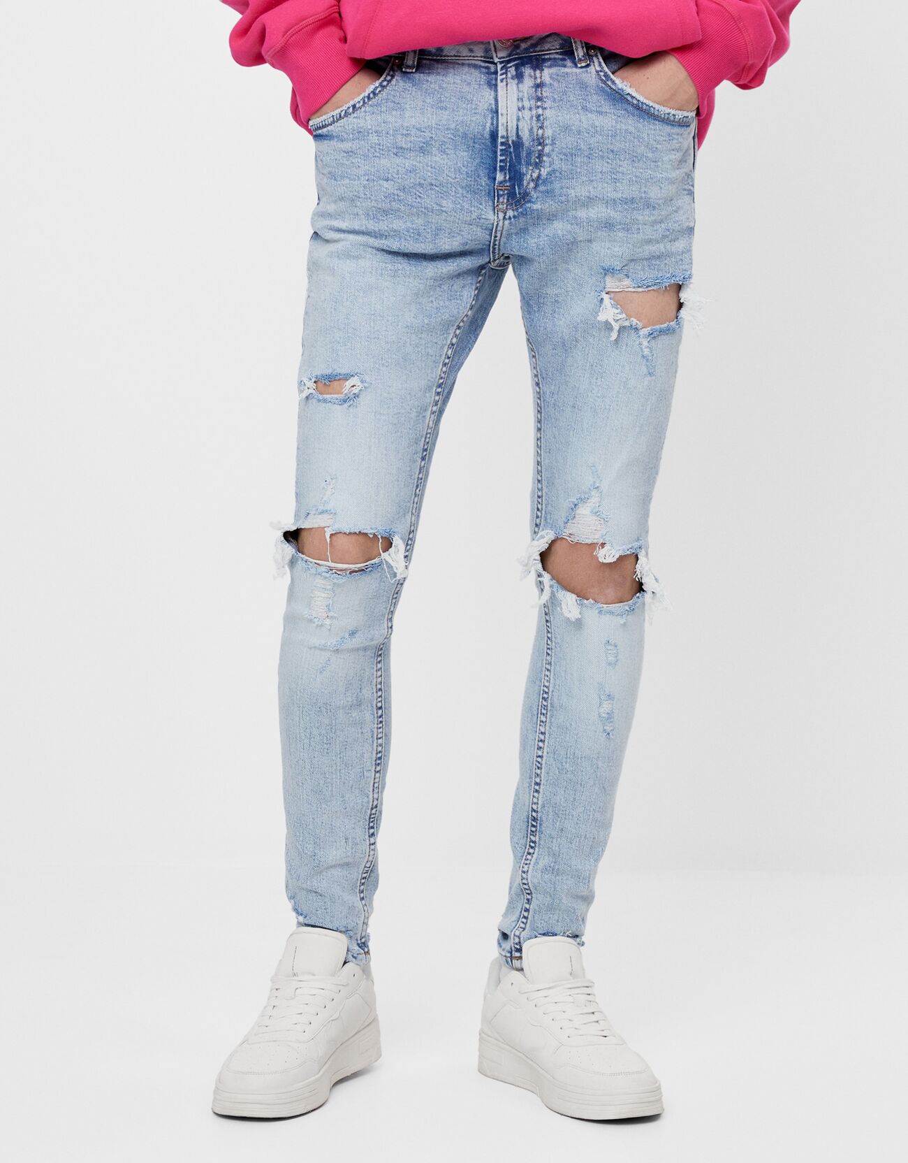 blue ripped super skinny jeans