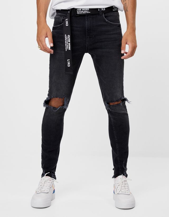 Super Skinny Ripped Jeans Woman Bershka