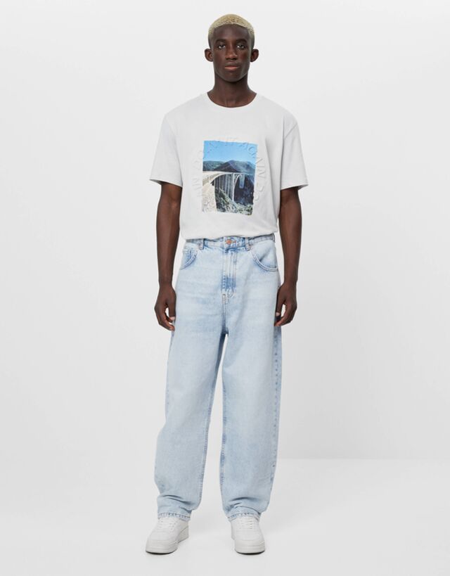 Acquisto \u003ewide leg jeans bershka uomo Grande vendita - OFF 62%