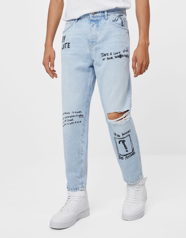 bershka graffiti jeans