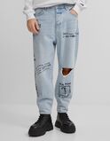 Graffiti loose fit jeans - Women | Bershka