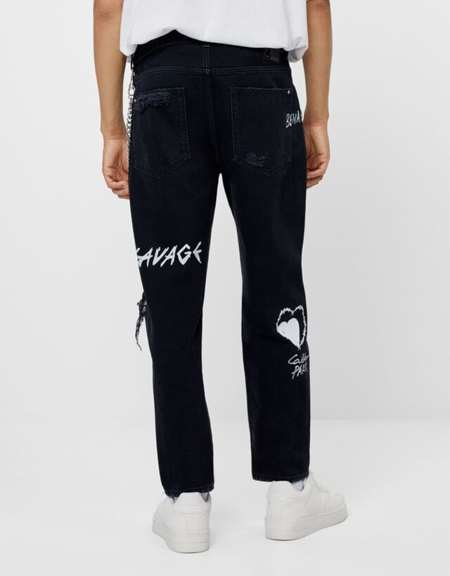 black graffiti jeans