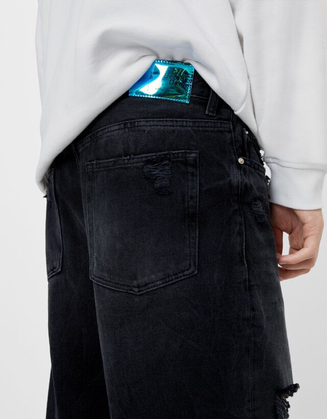 Jeans Hombre | Bershka Jeans Skinny Rotos Grafiti Negro - Bellavista