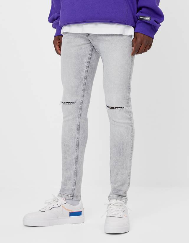 Jeans Hombre | Bershka Jeans Super Skinny Gris - Bellavista