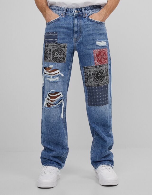 90s patchwork jeans - Jeans - Man | Bershka