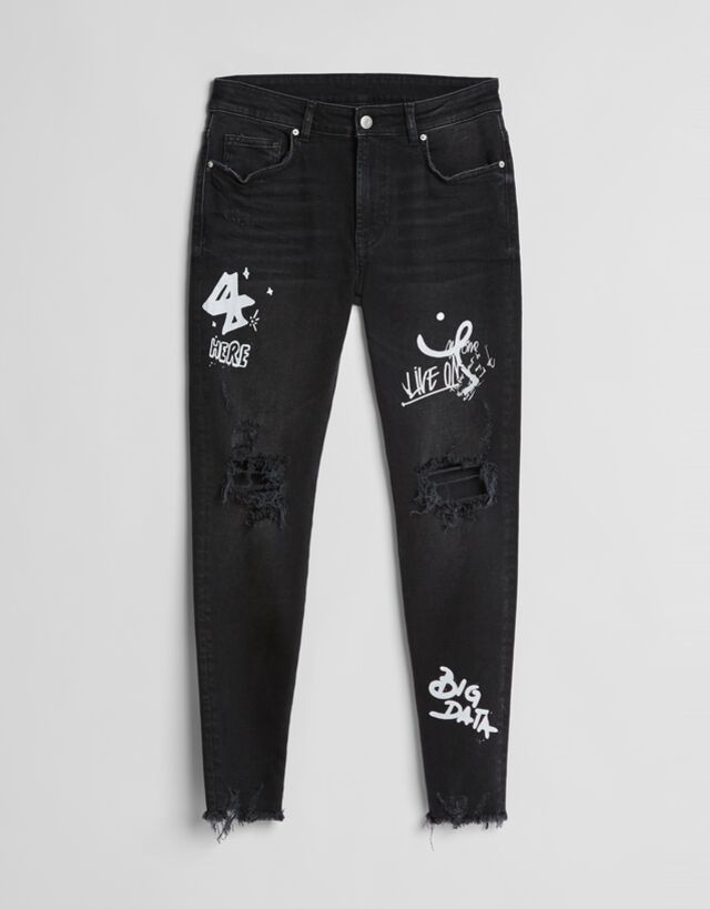 Graffiti skinny jeans with rips - Jeans 