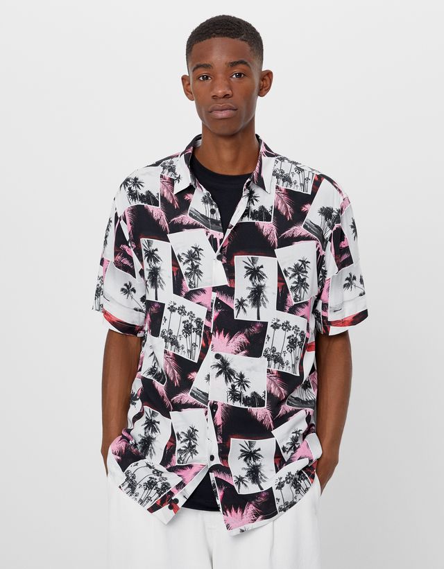 Palm tree print shirt - Woman | Bershka