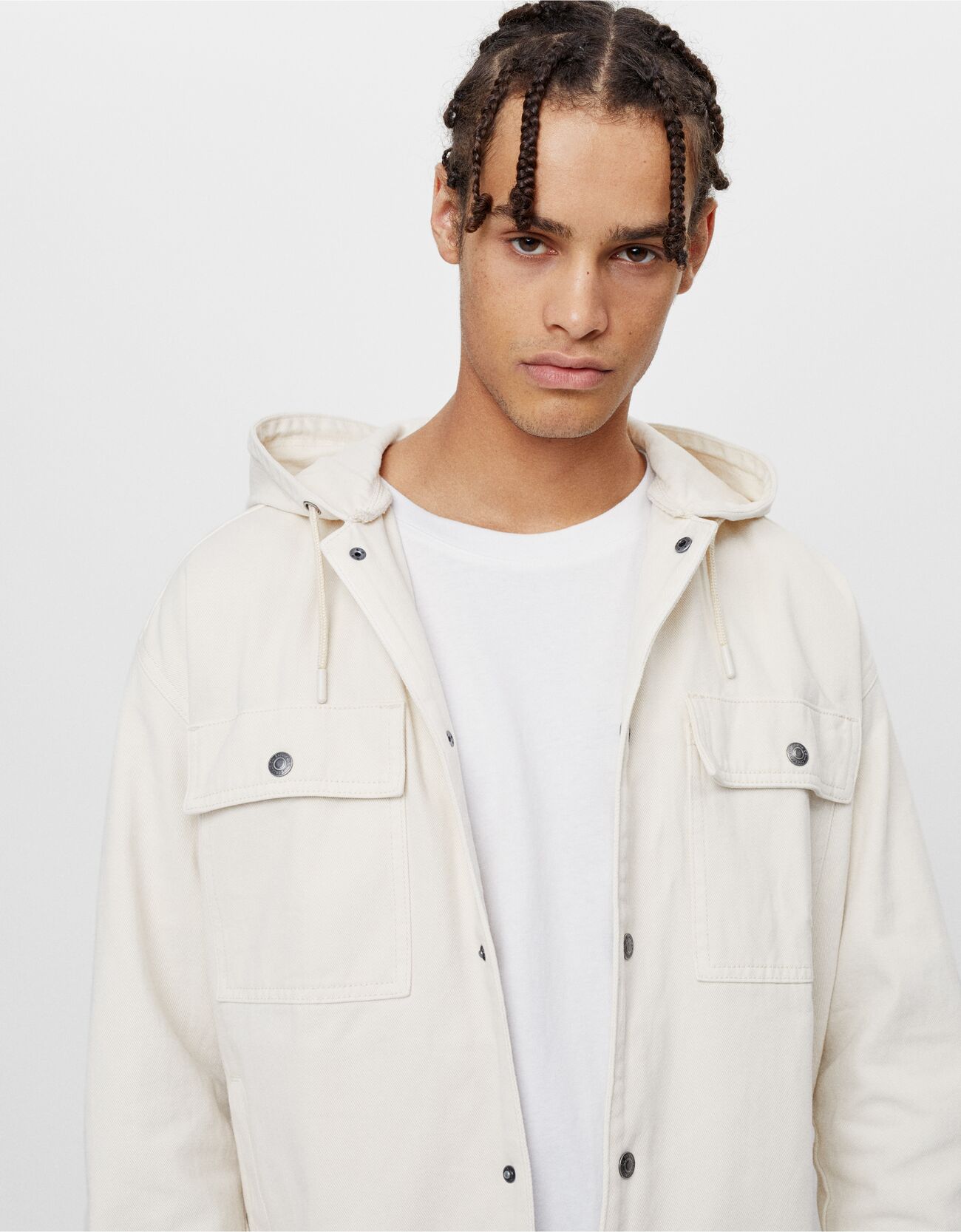 bershka white denim jacket