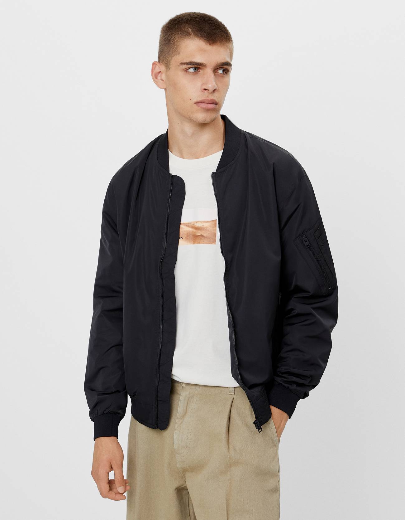 Ince Bomber Ceket Wide Leg Bershka Turkey