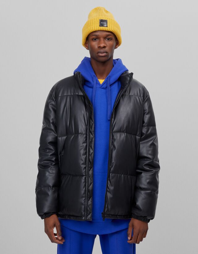 faux leather puffer men