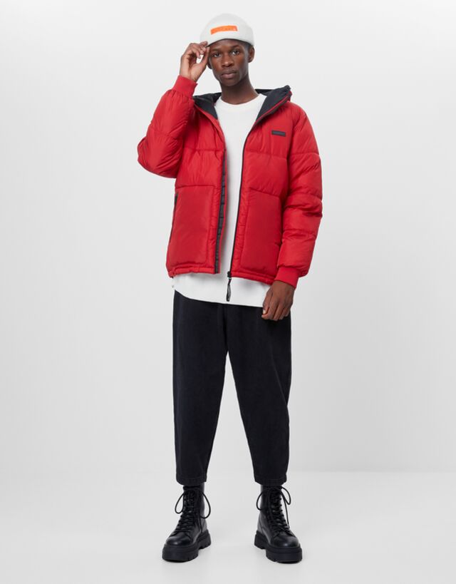 bershka red puffer jacket