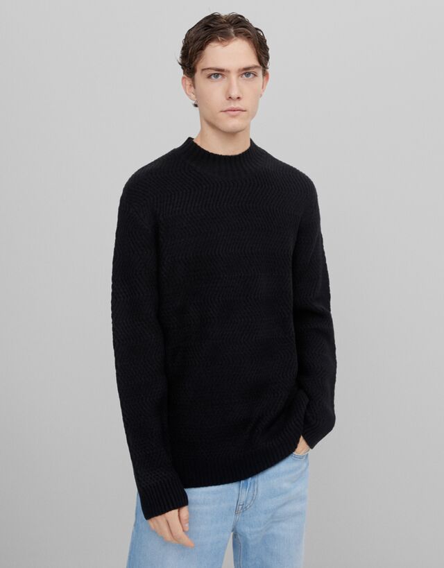 Textured mock neck sweater - Sweaters 