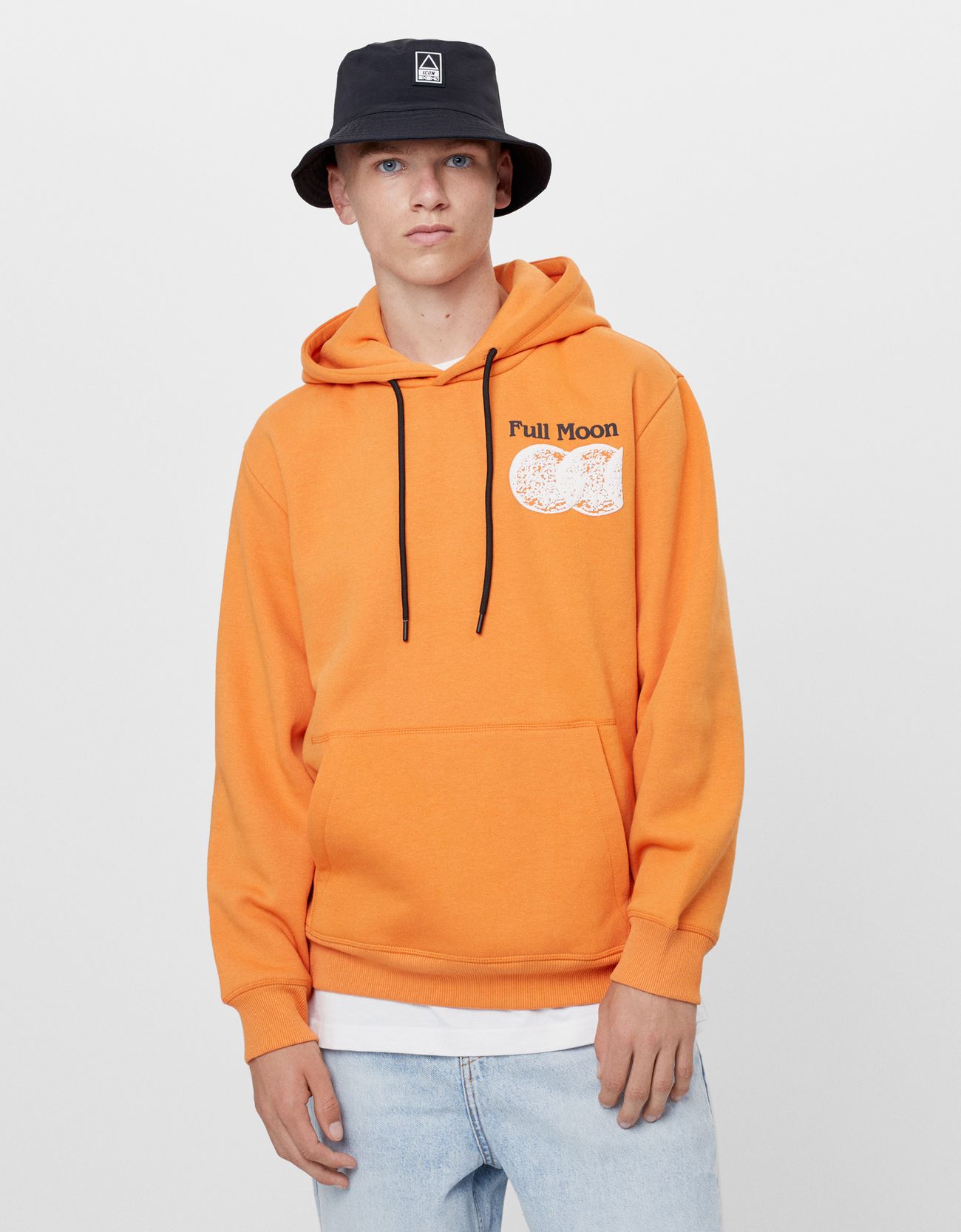 Printed sweatshirt with cosmos - Denim - Bershka Luxembourg