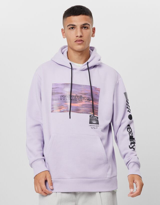 Fotograf Baskili Kapusonlu Sweatshirt Sweatshirt Erkek Bershka