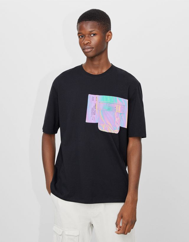 Fosforlu Cepli T Shirt Tisort Erkek Bershka