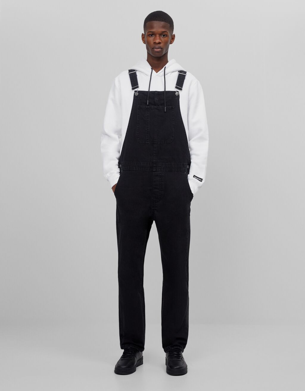 mens black denim dungarees