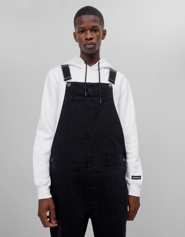 mens black denim dungarees