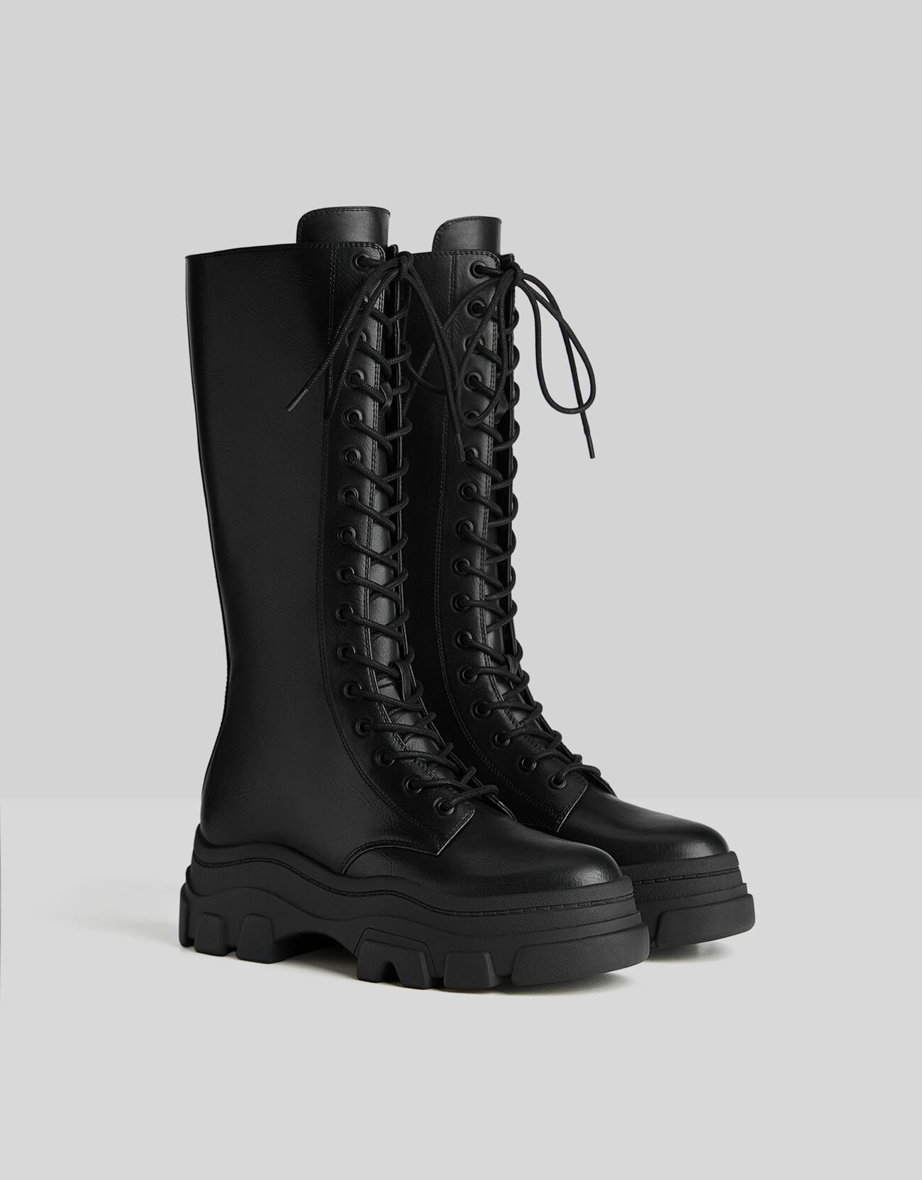 Laceup boots with track soles Shoes Women Bershka