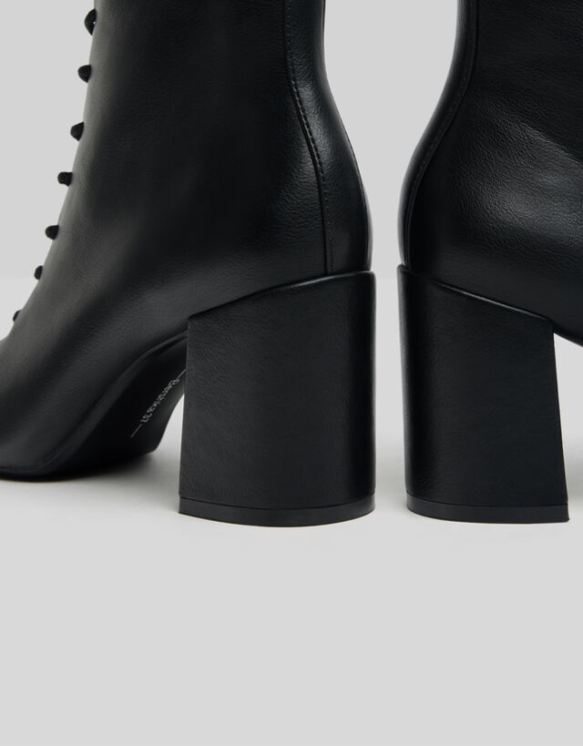 bershka lace up heeled boot