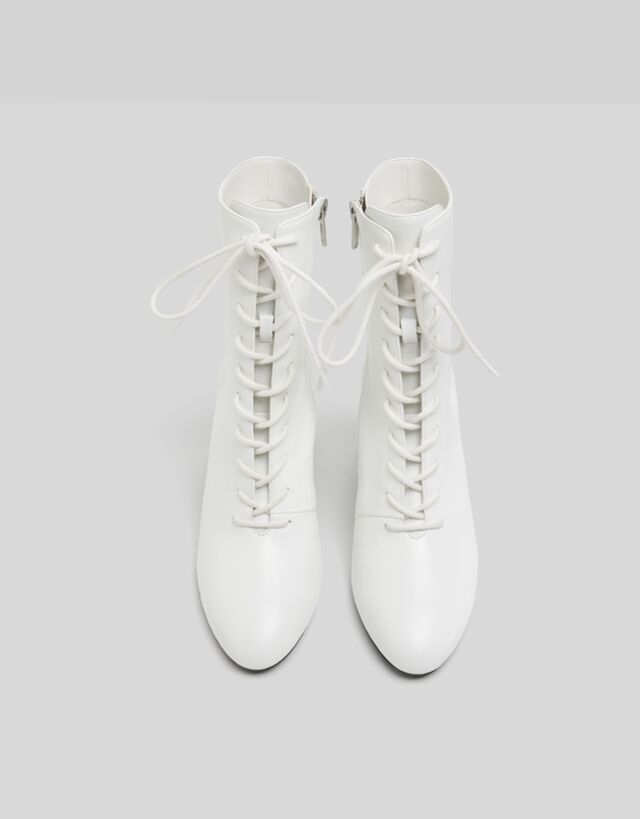 bershka lace up heeled boot