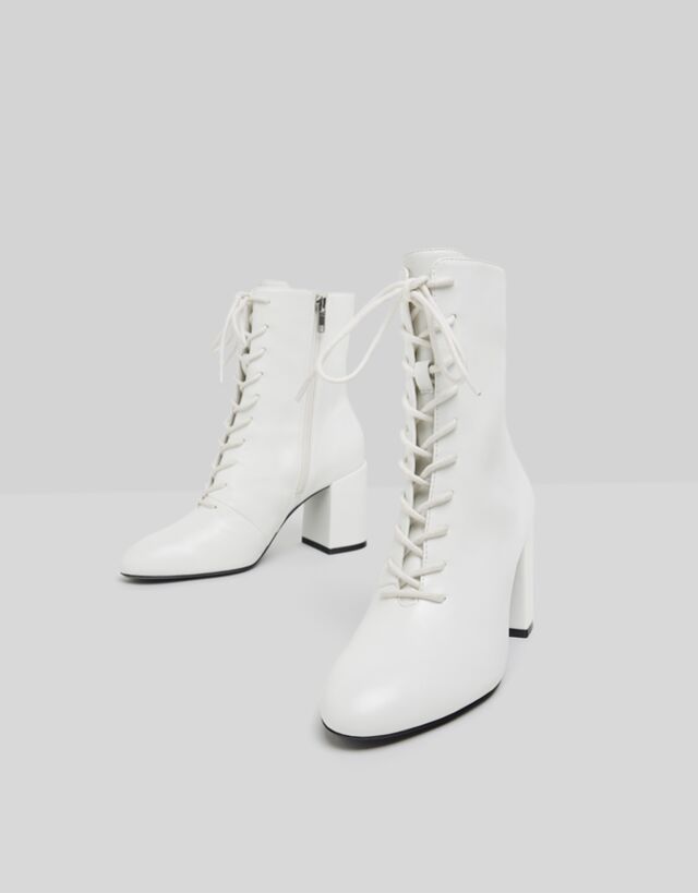 Lace Up High Heel Ankle Boots Set Bershka Turkey