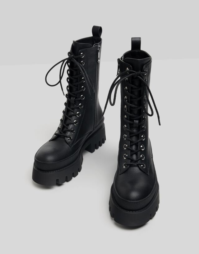 lace up ankle boots with xl track platform sole
