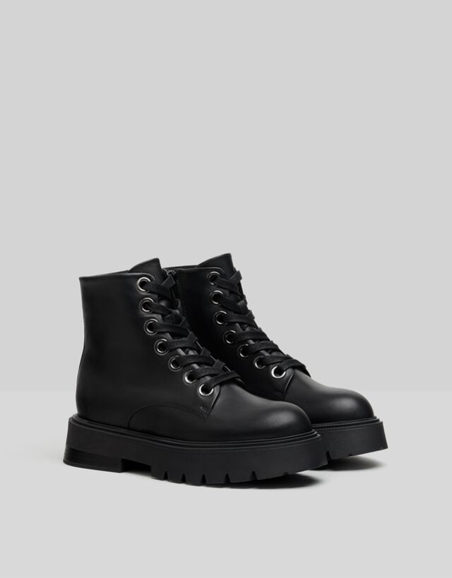Botines plataforma PIEL - Zapatos - Mujer | Bershka