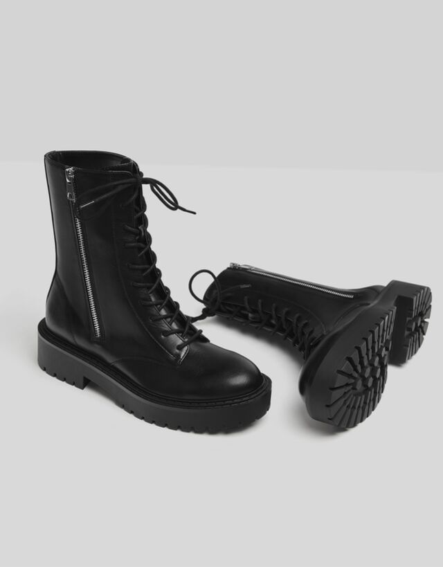 flat ankle booties with laces