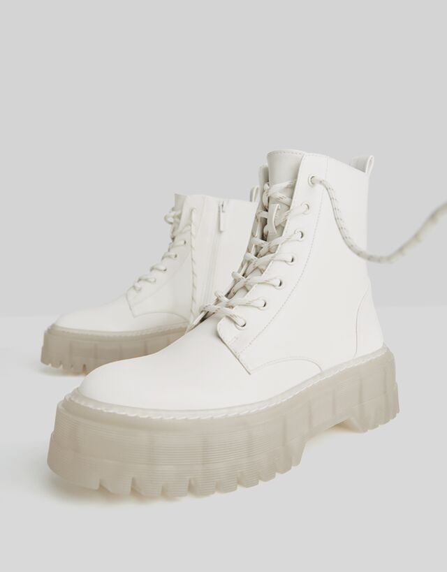 bershka leather track sole ankle boots