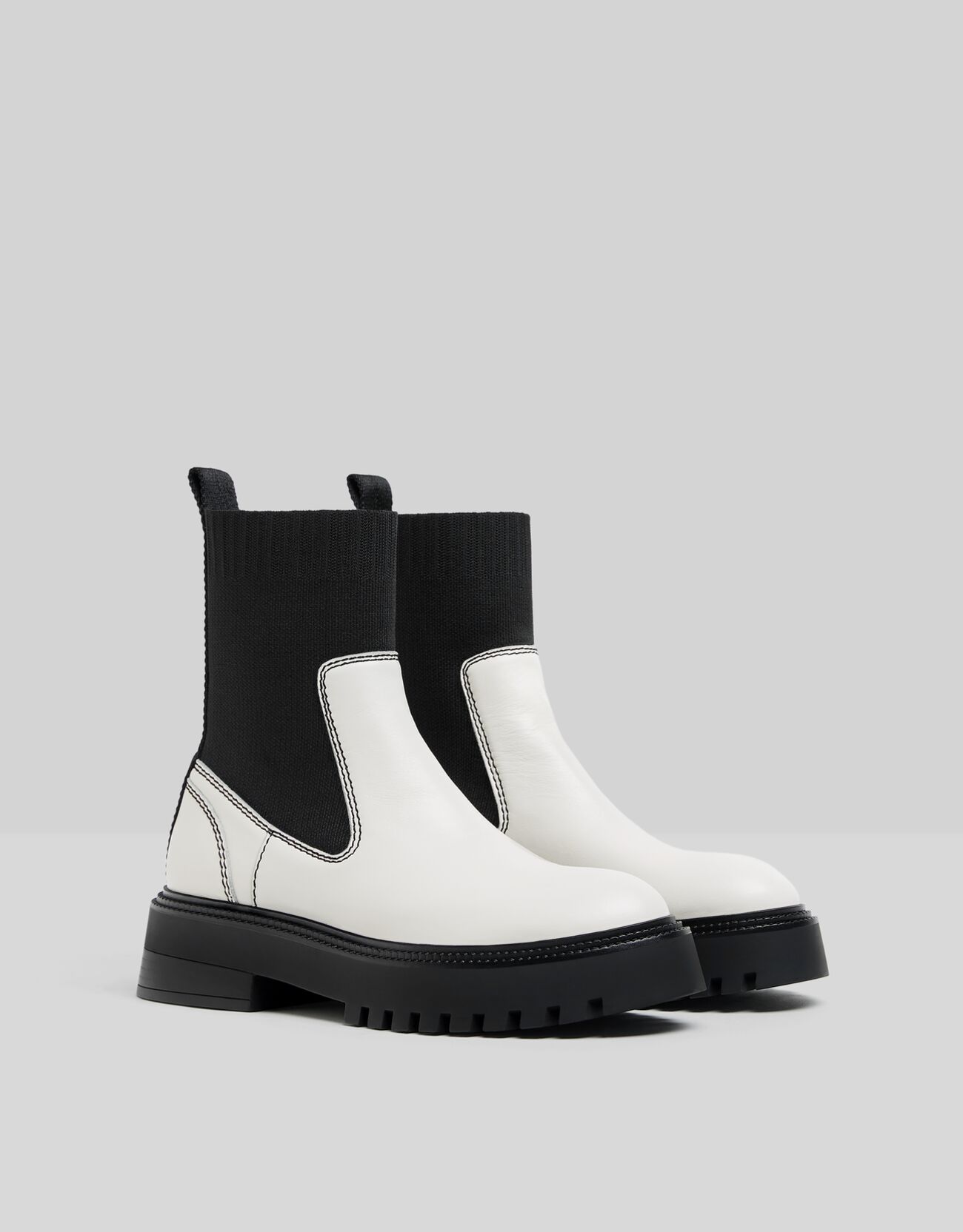Flat LEATHER sock-style ankle boots 
