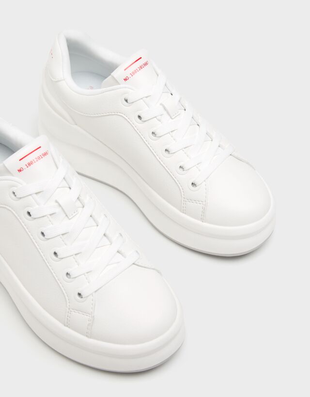 bershka white platform sneakers