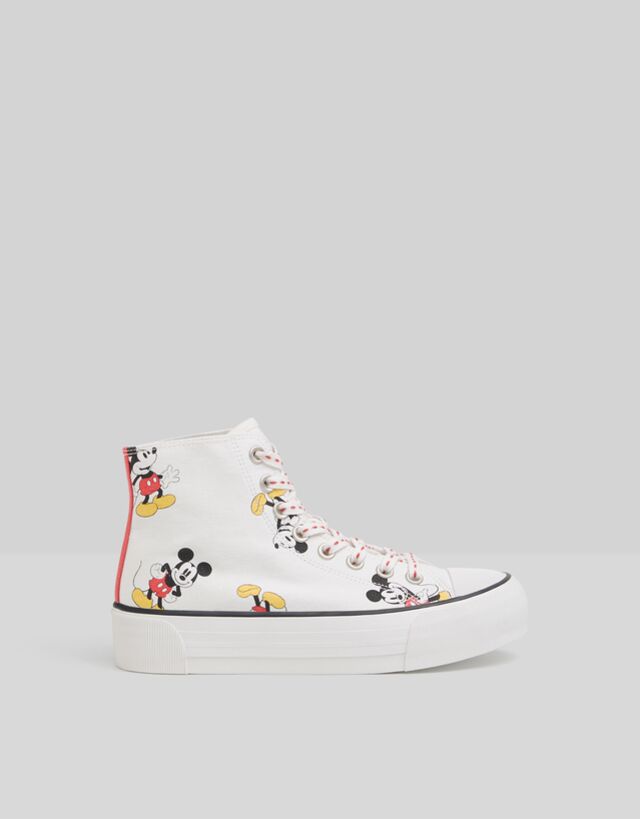 Mickey platform high-top trainers - Woman | Bershka