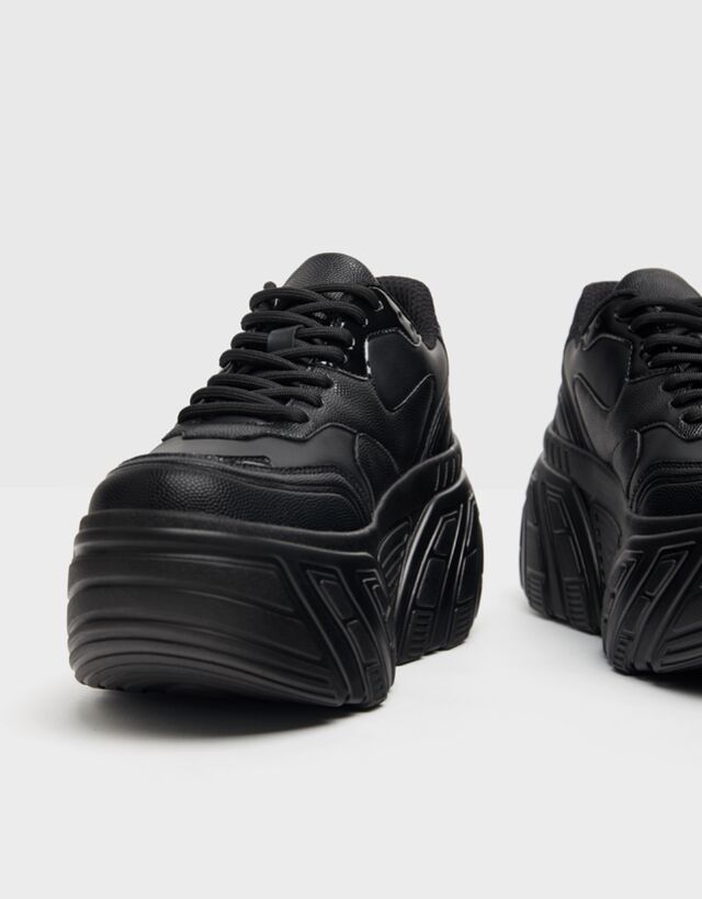 chunky black platform trainers